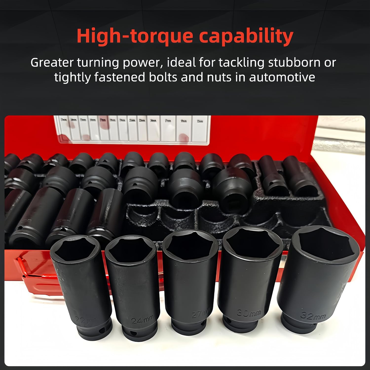 35pcs 1/2″ Inch Deep Impact Socket Set Drive 8-32mm Metric Garage Sae With Case