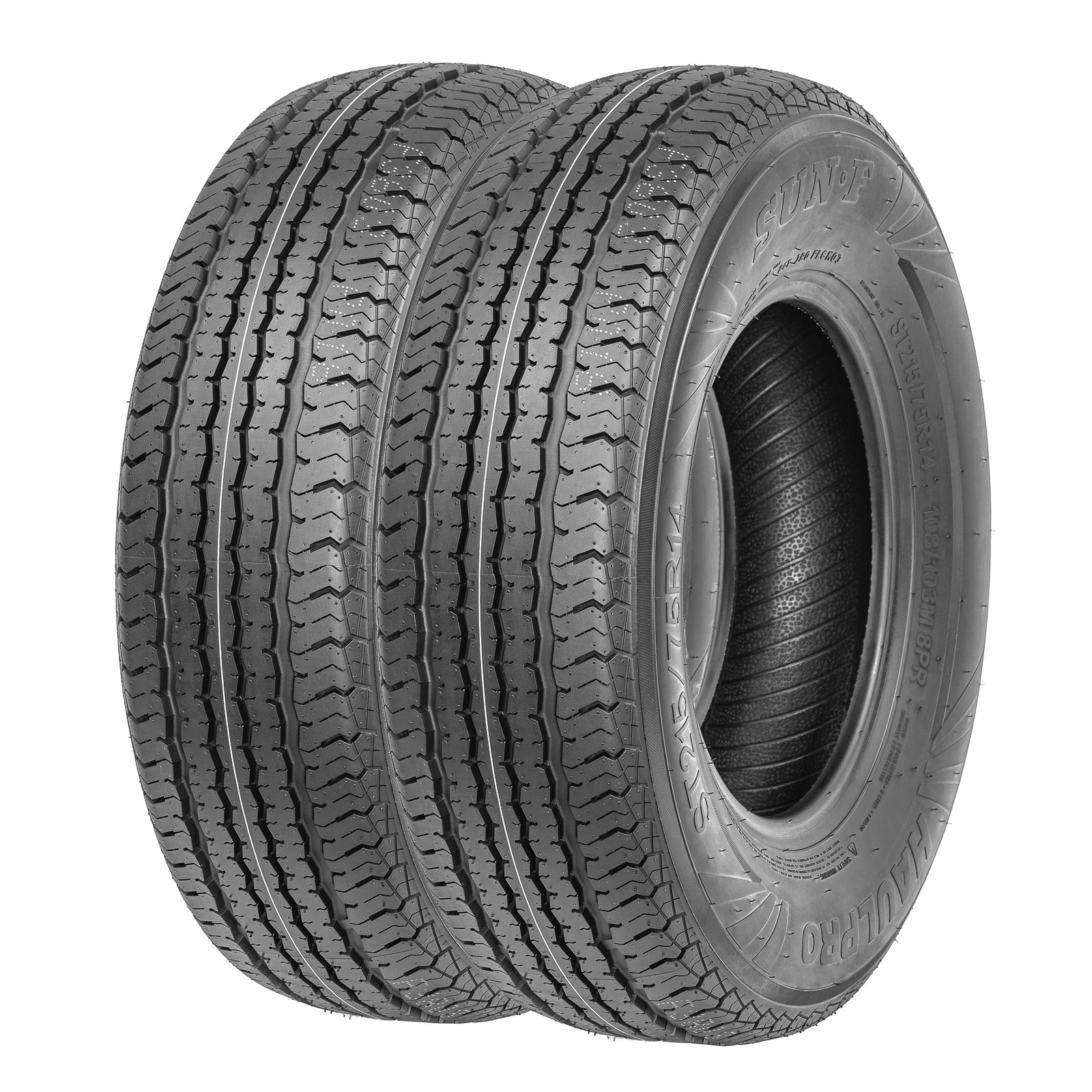 Set of 2 SunF Steel Belted ST 185/80R13 Radial Load Range D 8 Ply Trailer Tires