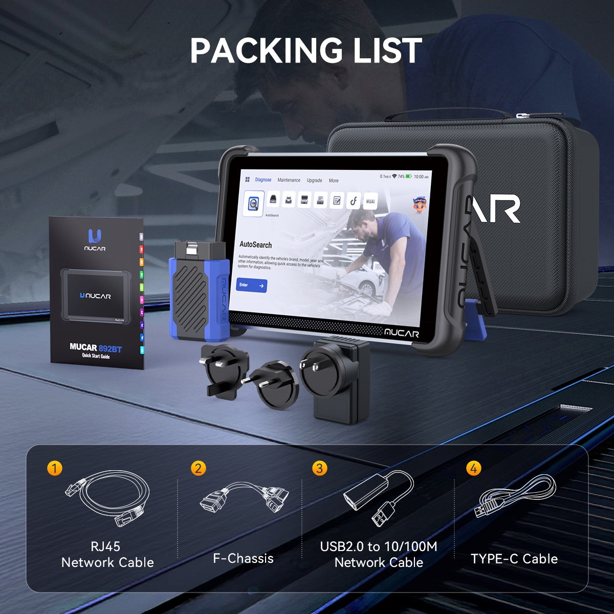 MUCAR 892BT TPMS OBD2 Scanner Diagnostic Tool Bidirectional ECU Coding 35+ Reset