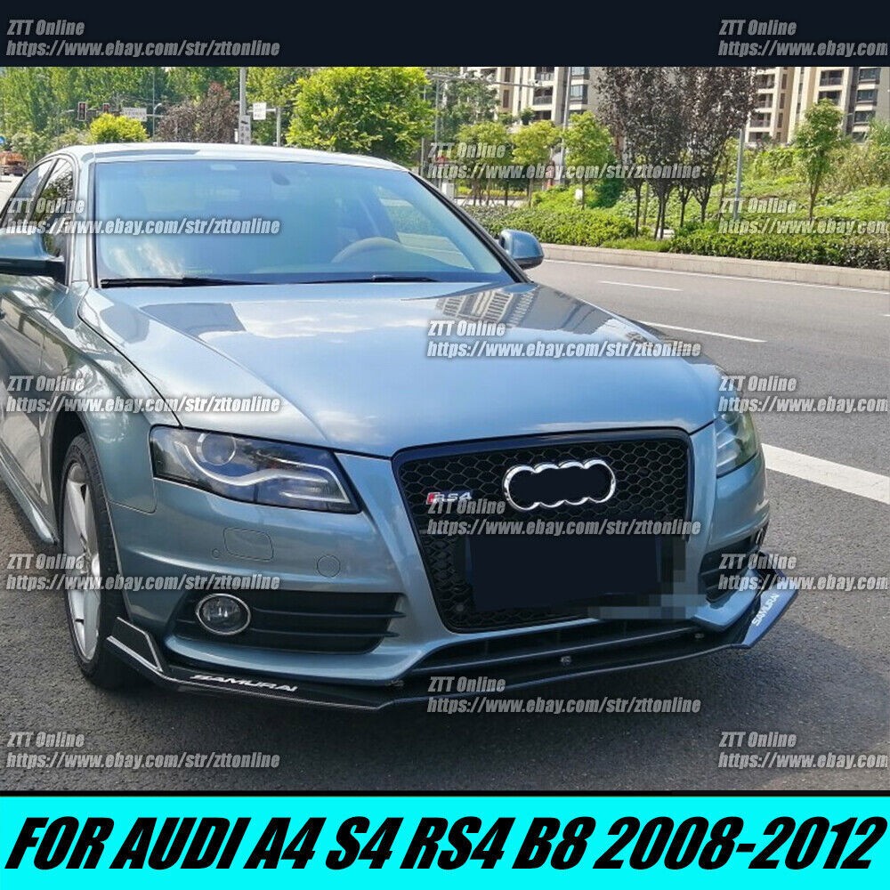 For Audi A4 S4 Rs4 2008-2012 B8 Front Bumper Lip Spoiller Splitter Matte Black