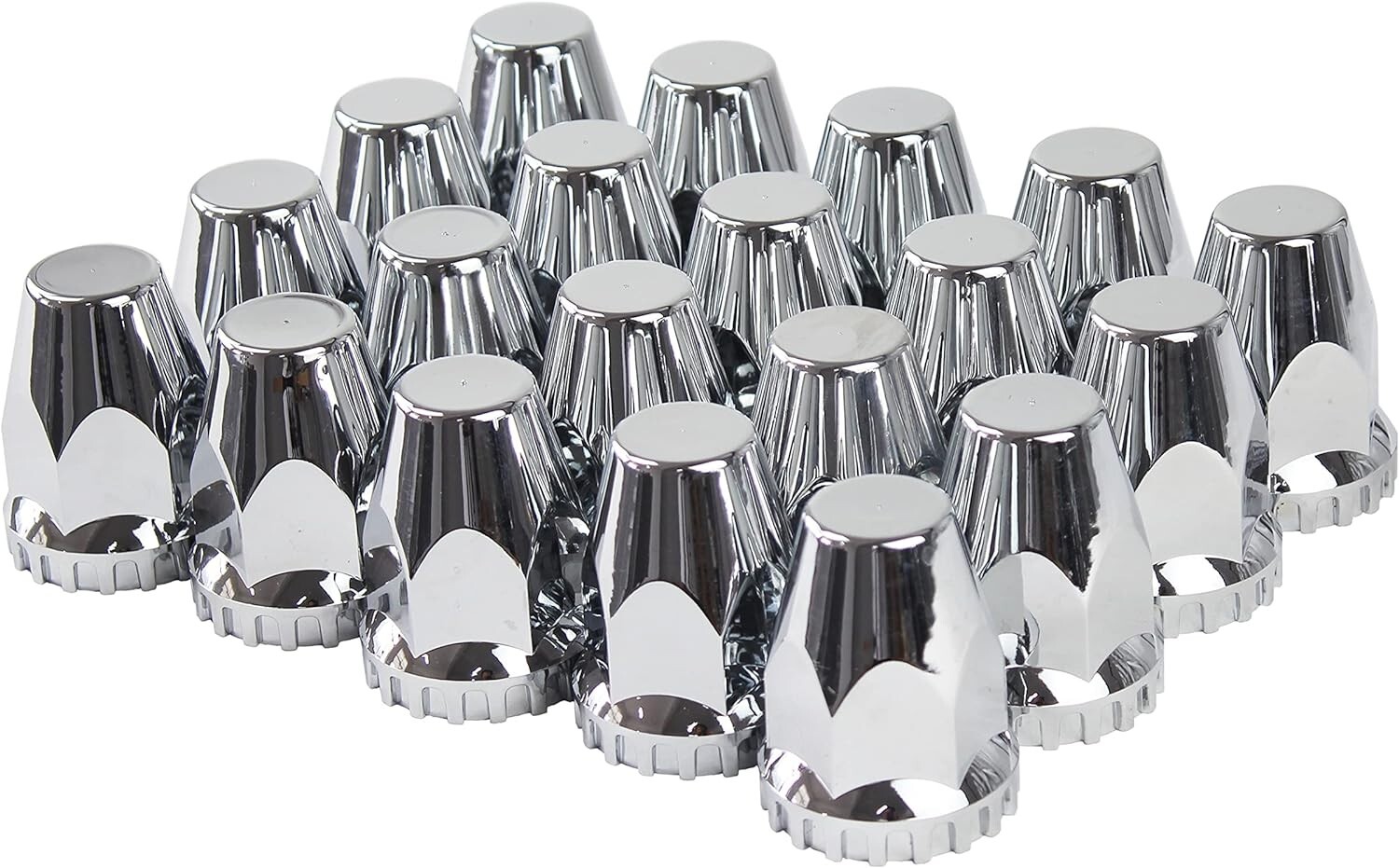 33mm Lug Nut Covers Chrome Tube Style Plastic Thread On 20 Pack Fits Semi Truck