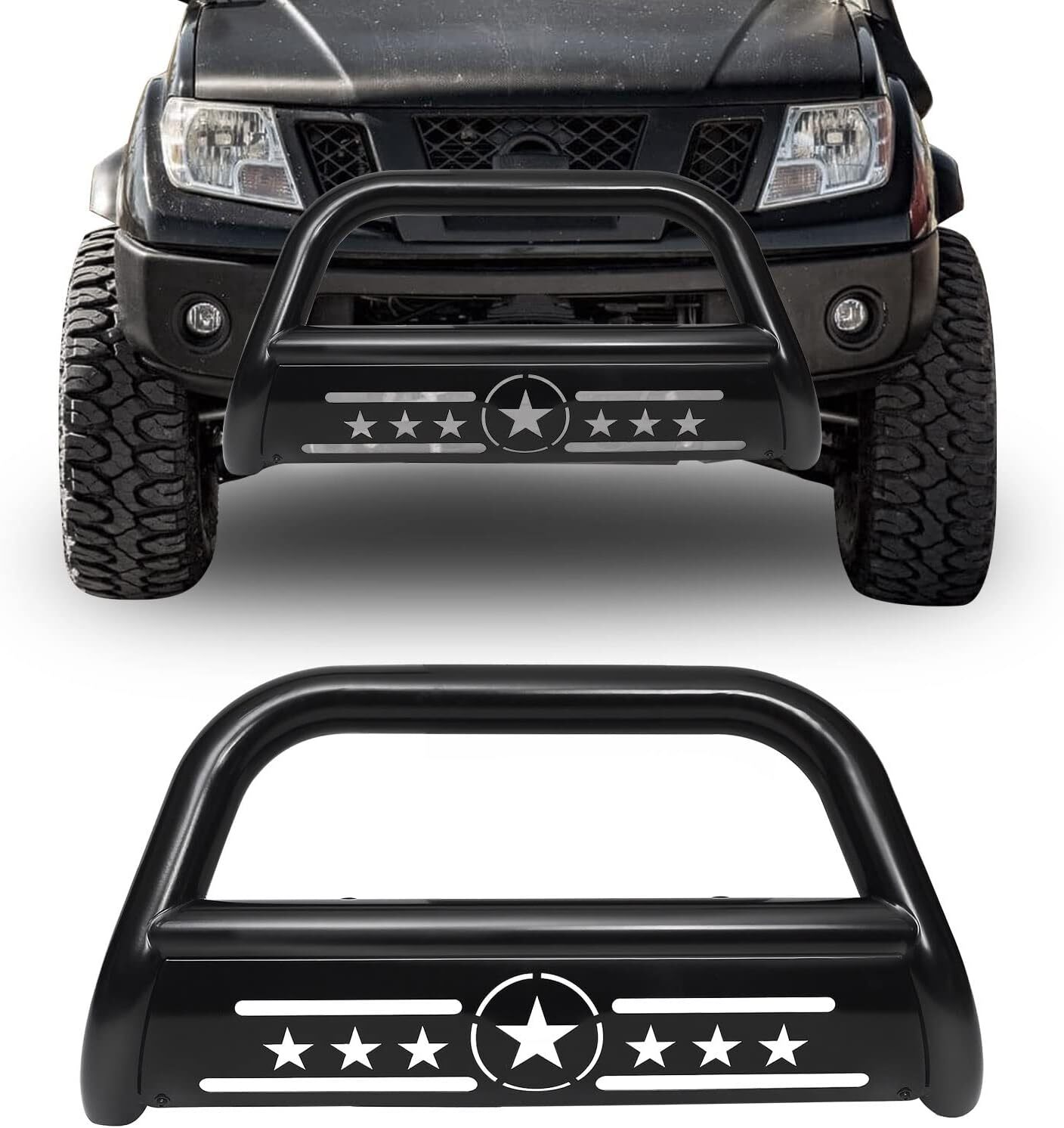 3″ Black For Nissan Frontier 2005-21 Front Bumper Grille Bull Brush Grille Guard