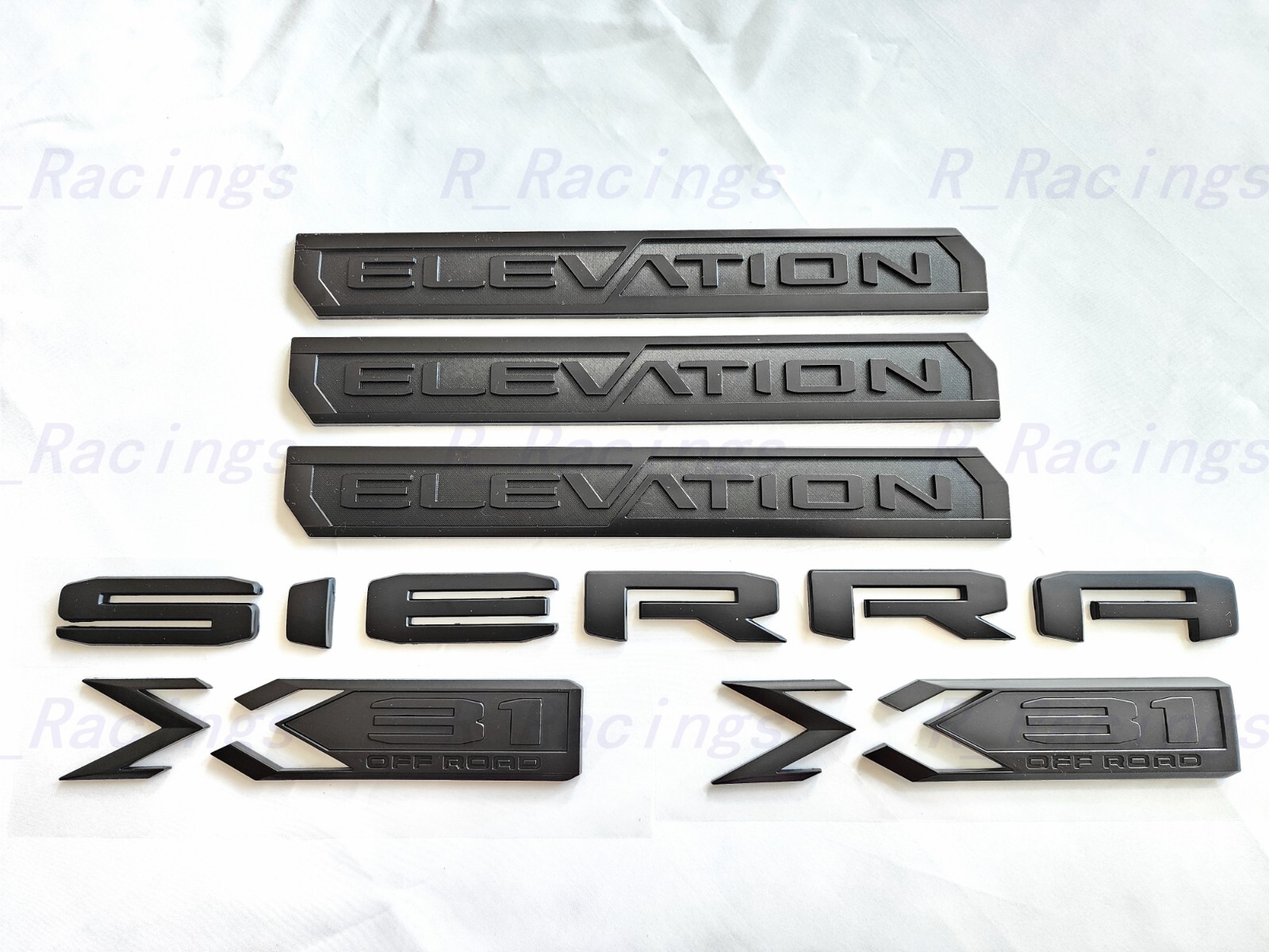 6PCS Matte black Door Rear Elevation Sierra Bed X31 Emblem 2019-2023 Sierra 1500