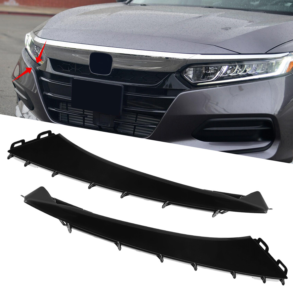 1Pair Set Grille Lower Moulding Trim For 2018-2020 Honda Accord Sedan Left&Right