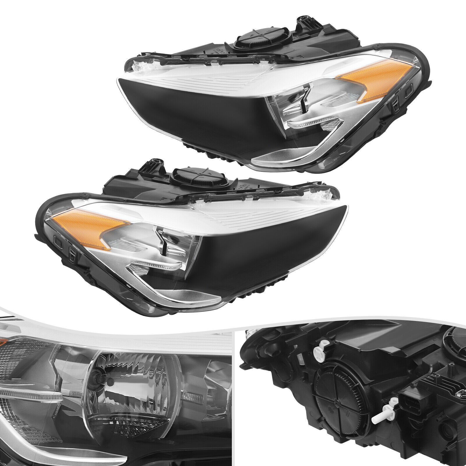 For 16-22 BMW X1 Halogen Headlight Models Only Pair Left & Right Side Headlights