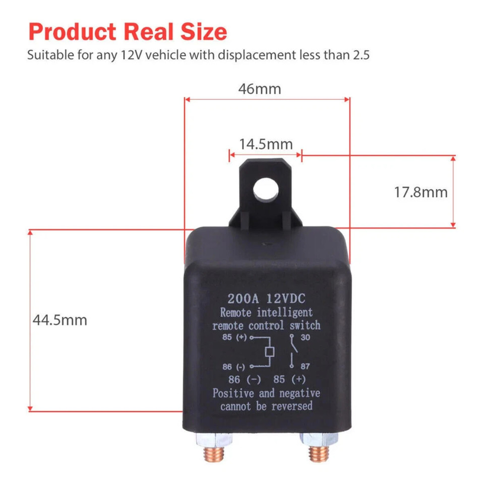 Remote Battery Disconnect Switch Upgraded Kill Switch for Car Truck DC12V 200A