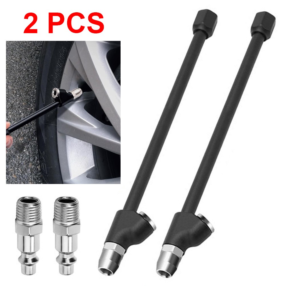2PCS Extended Reach Dual Head Air Chuck Set 13in Lock On Tire Inflator Car Truck