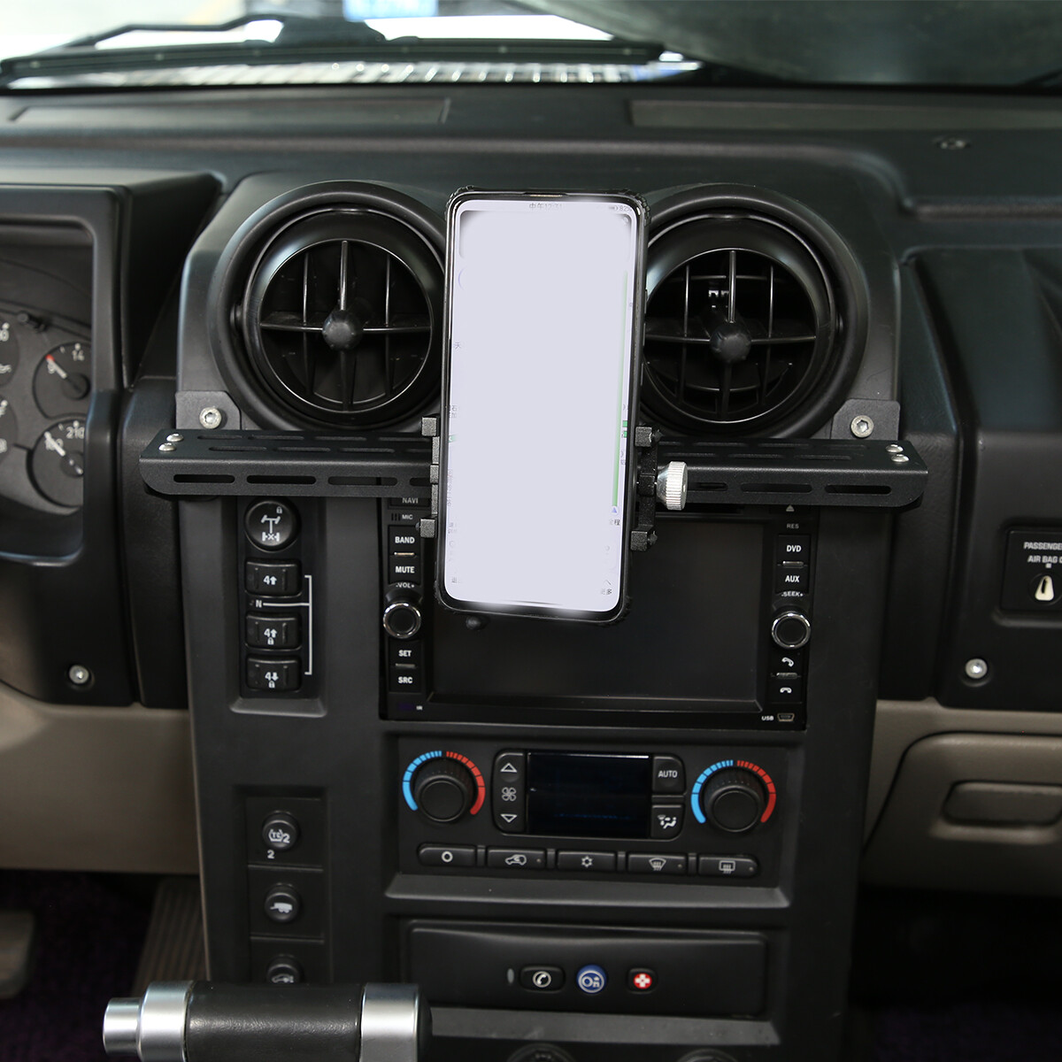Carbon Steel Central Control Mobile Bracket Phone Holder For Hummer H2 2003-2007