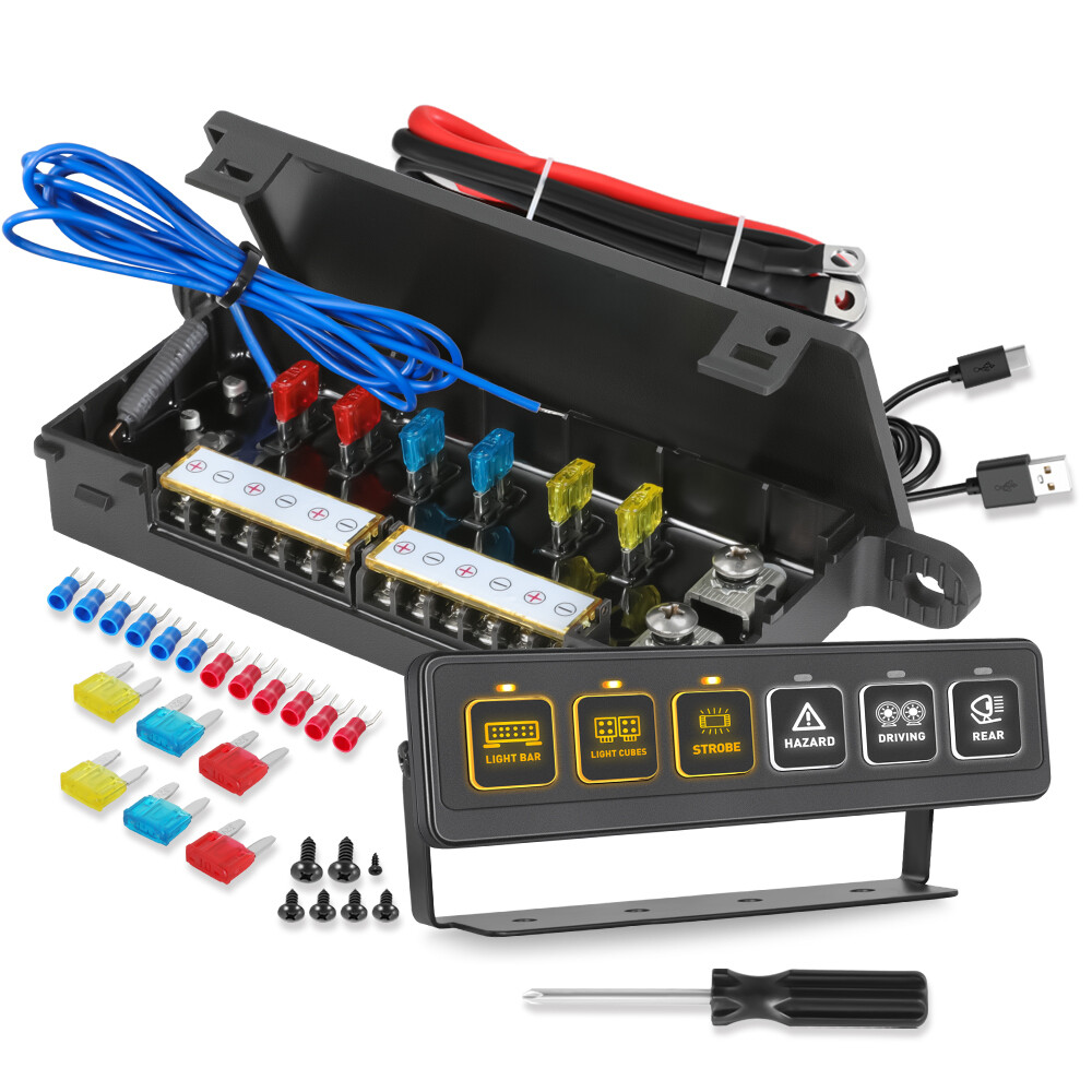 6Gang Wireless Switch Panel ON-Off Circuit Control Relay Box Truck Marine 12-24V