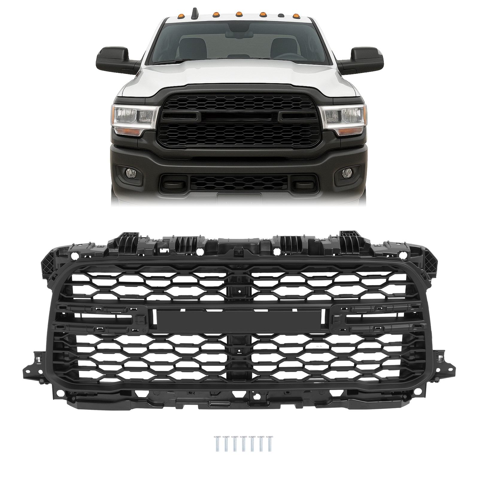 New Front Bumper Grille Fits 2019-2024 Ram 2500 3500 #68443167AA Matte Black