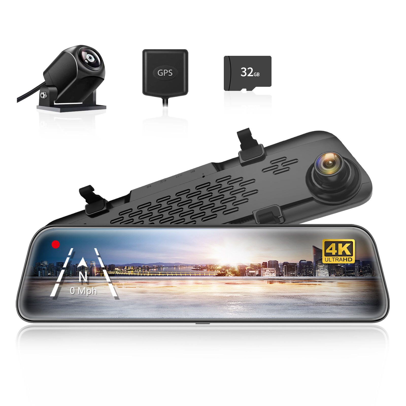 WOLFBOX G840S 4K Mirror Dash Cam Backup Camera Full HD With GPS For Cars Camera