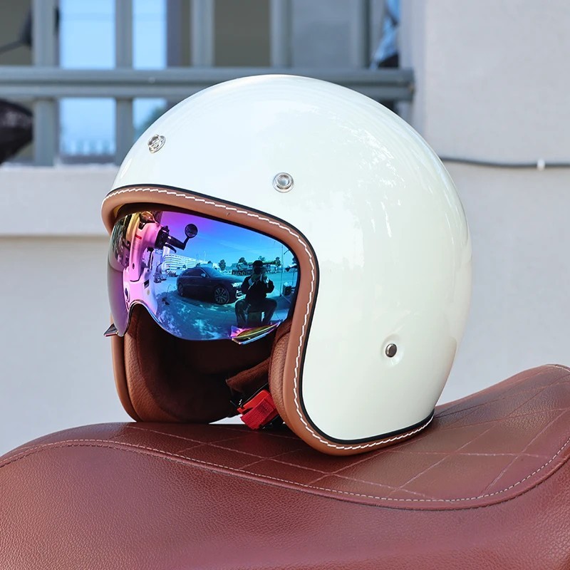 DOT 3/4 Open Face Motorcycle Helmet Retro Unisex Adult Scooter Cruiser Safety