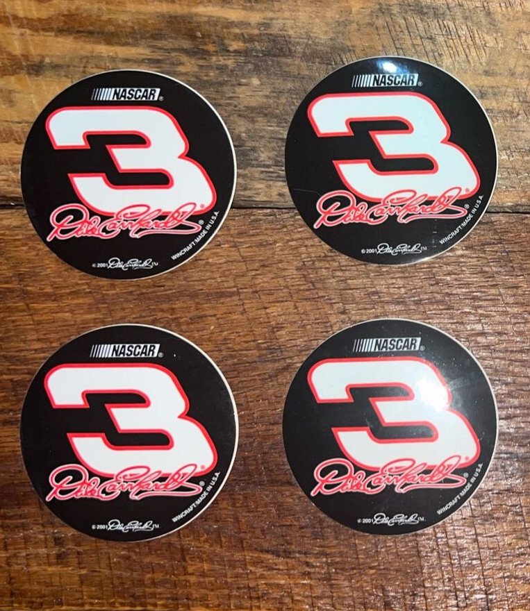 NASCAR Dale Earnhardt SR Number #3 VTG 3″ ROUND STICKER LOT 4 Vintage Decals NOS