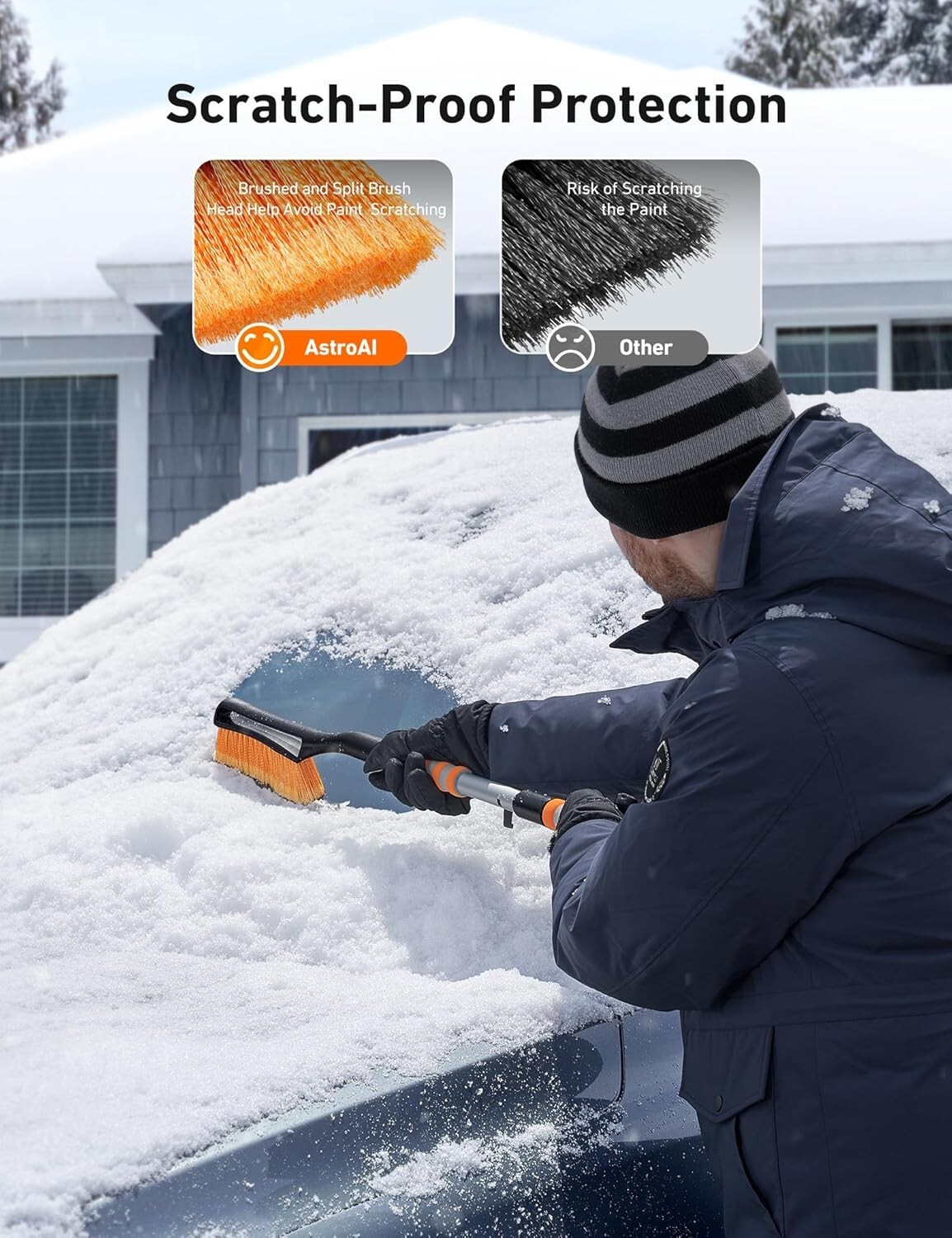 Durable 40″ Snow Brush & Ice Scraper with Foam Grip – Built for Extreme Cold