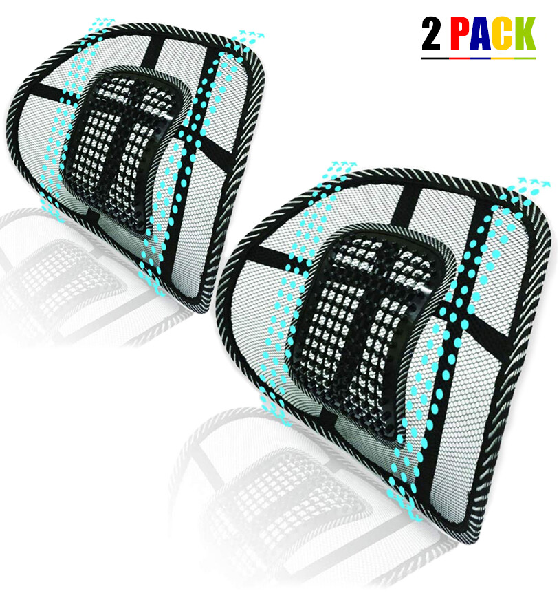 Universal 2x Mesh Back Support Lumbar Brace For Car Office Seat Chair Cushion