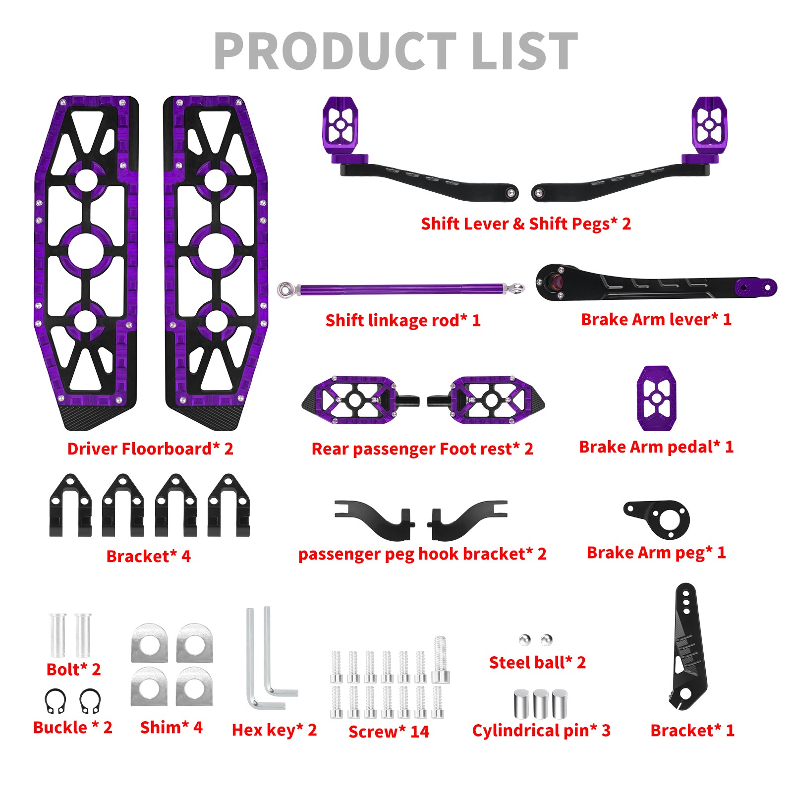 Purple Footboards Floorboards For Harley Touring Road King FLHR Road Glide 14-25