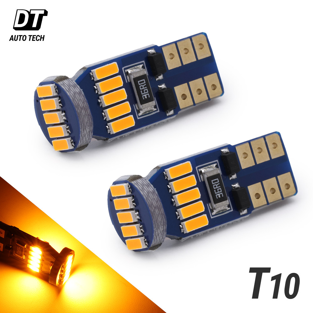 2X 30 Watts T10/192 4014 Chip LED High Power Amber/Yellow Interior Light Bulbs