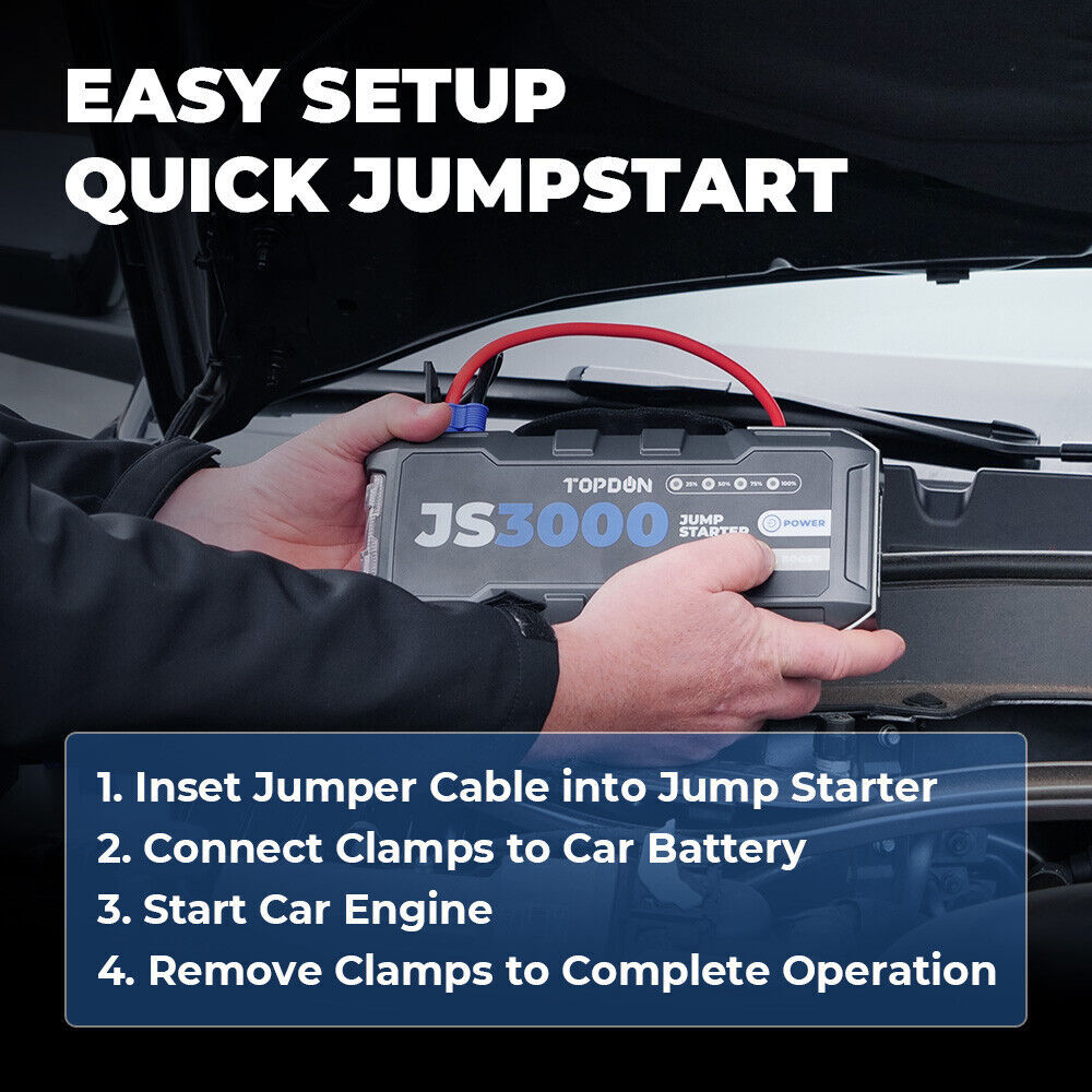2026 TOPDON Portable 3000A Battery Booster Pack Charger Power Jump Starter Box