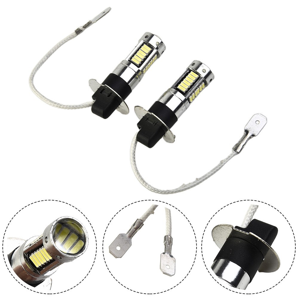 Pair H3 LED Fog Light Bulbs Conversion Kit Super Bright Canbus 6000K White 100W