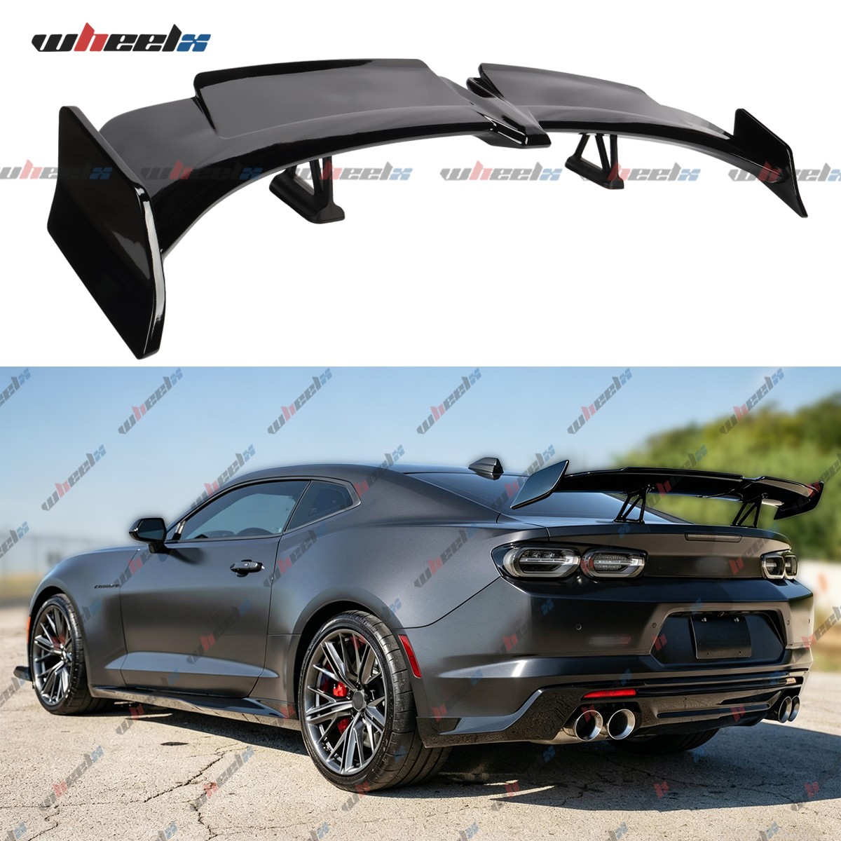 Gloss Black 57″ PRO GT Style Rear Spoiler Wing For Chevy Camaro ZL1 LT LS RS SS