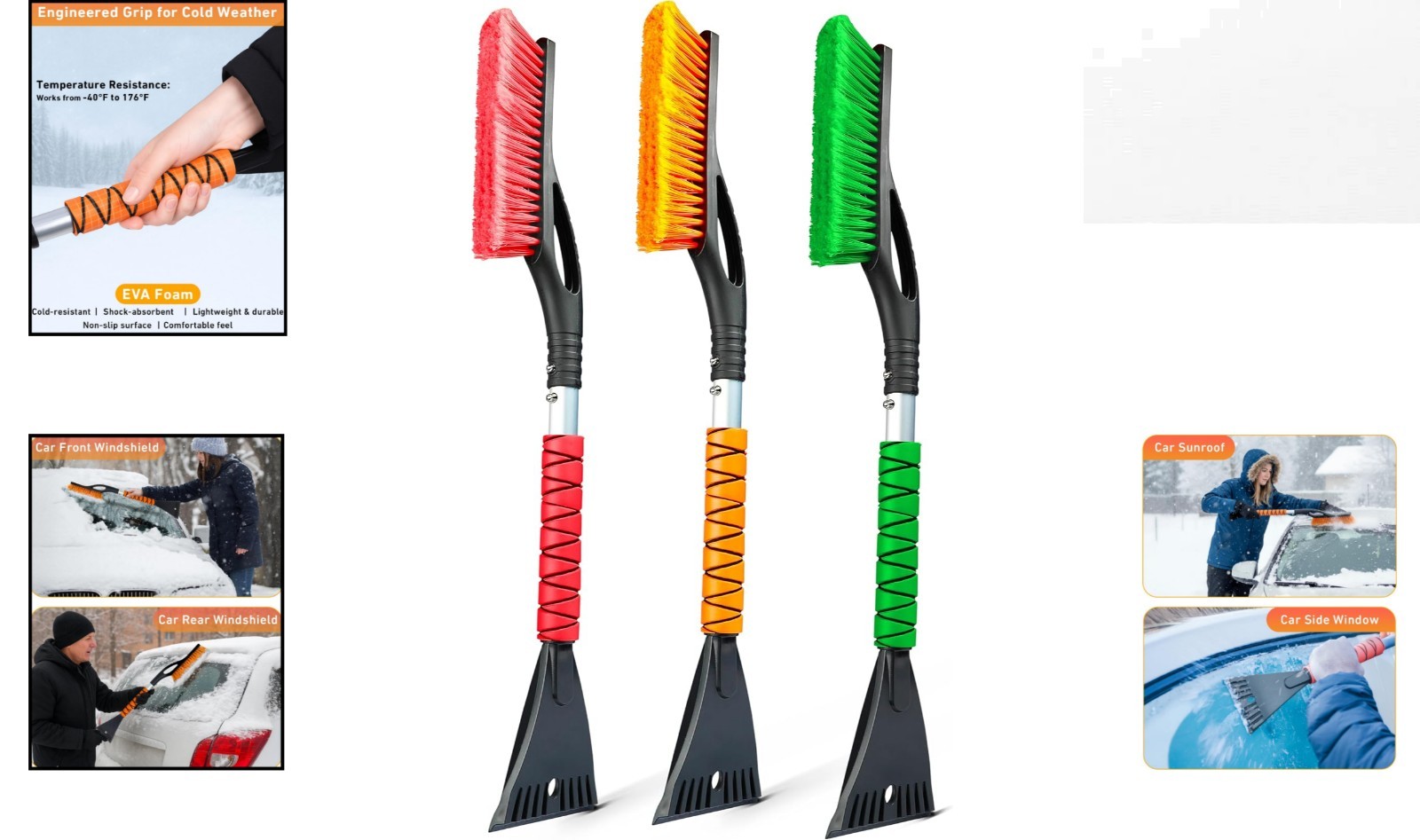 Effortless Snow Removal: 27″ Car Brush & Ice Scraper Set – Lightweight & Durable
