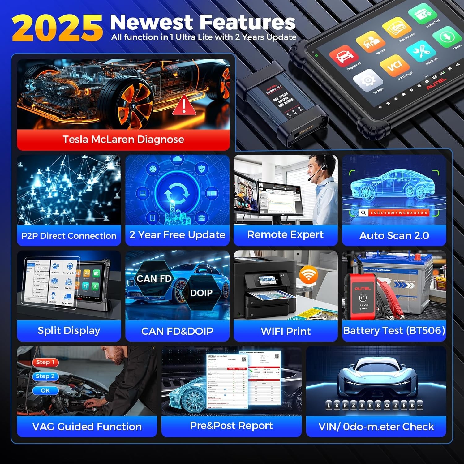 ⭐【2-YEAR UPDATING】2026 Autel MaxiSys ULTRA Lite Scanner VCI Programming Topology