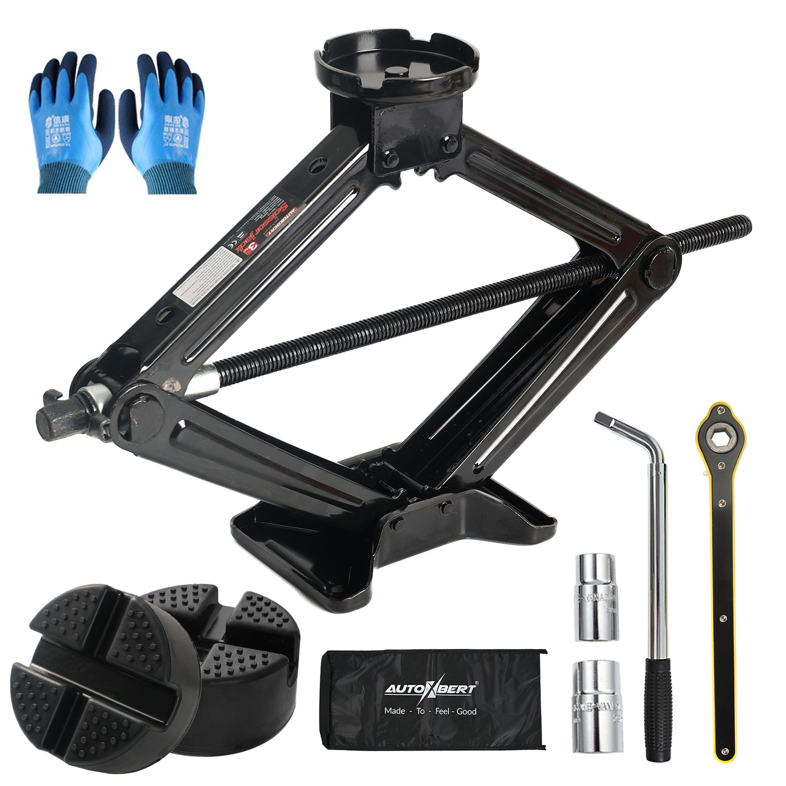 3 Ton 6,600 lb Steel Scissor Jack Tire Lug Wrench Emergency Kit for Car SUV MPV