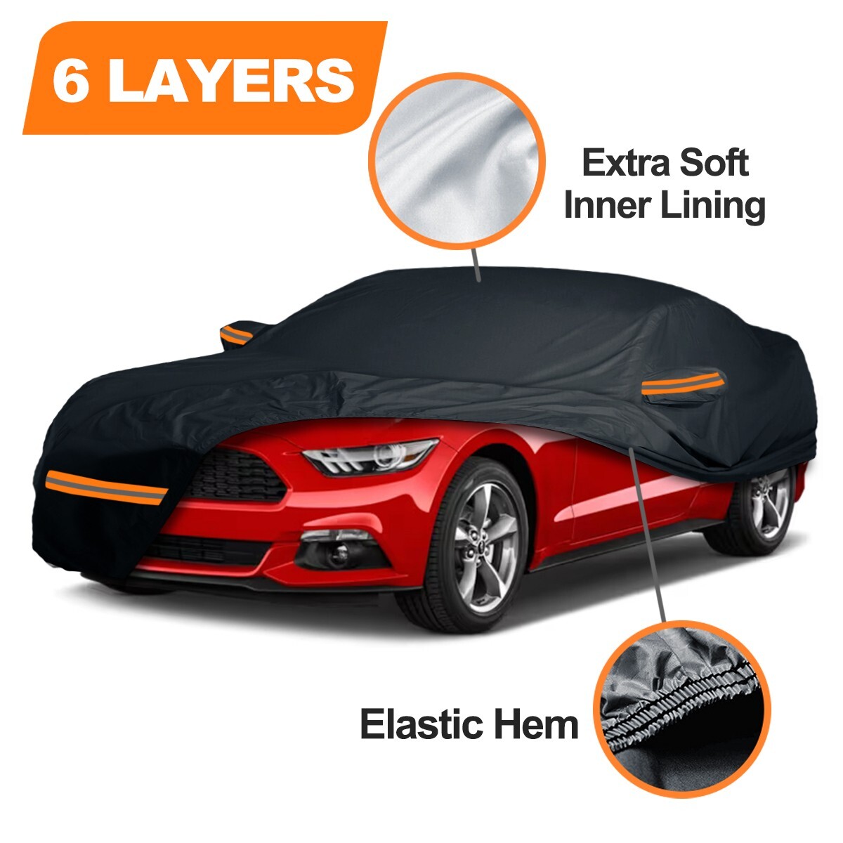 6 LAYER & COTTON CUSTOM FIT FORD MUSTANG GT CAR COVER 100% Waterproof OUTDOOR