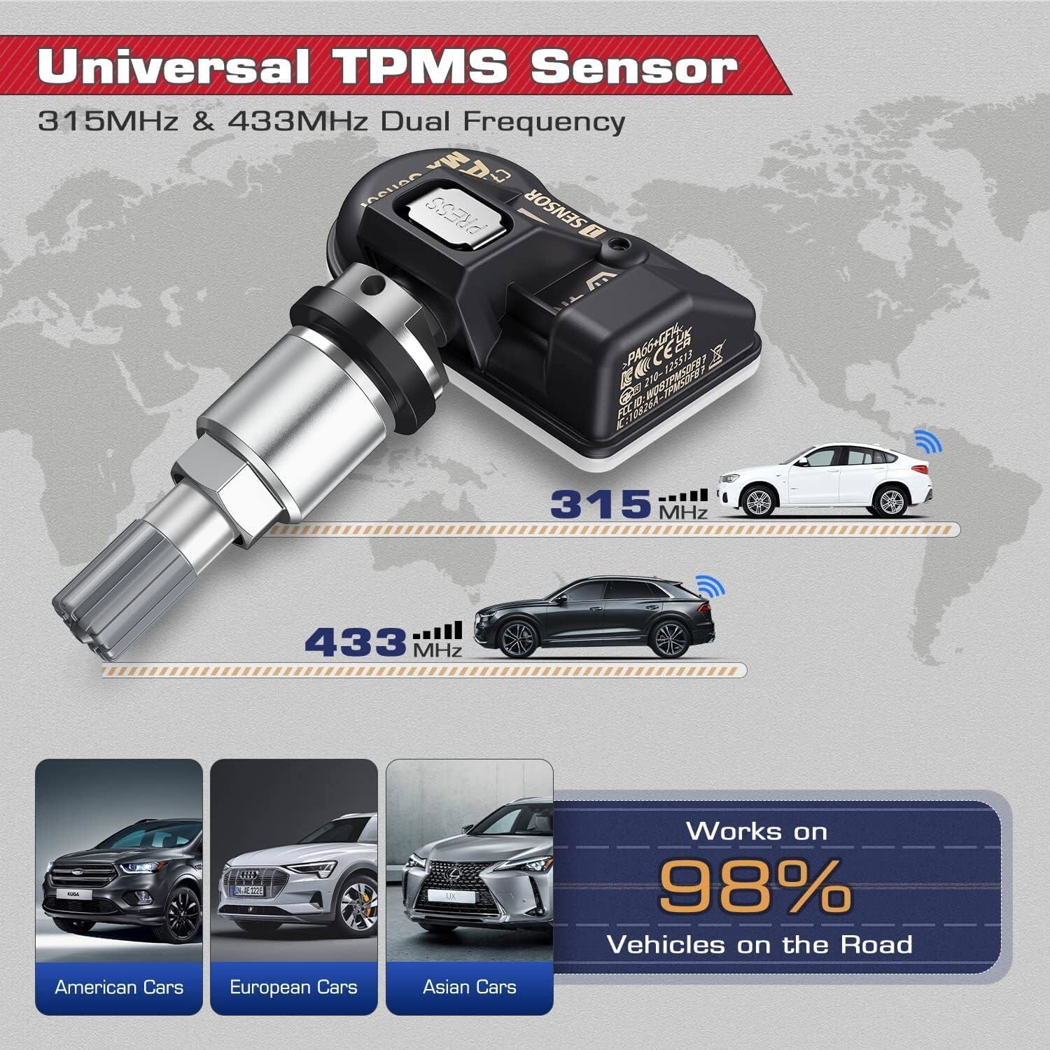 20PCS Autel TPMS MX-Sensor 315MHz & 433MHz 2 in 1 Auto Tire Pressure Sensor