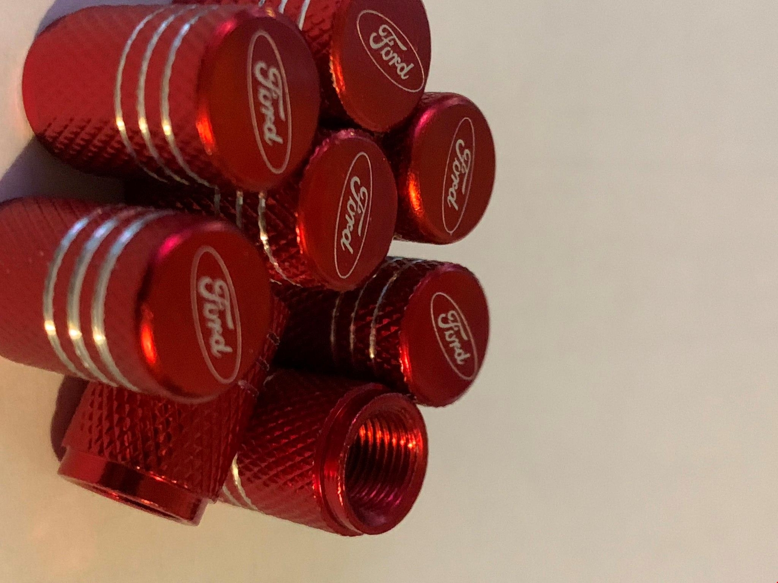 4 RED FORD Tire Valve Stem Caps For Car, Truck Universal Fitting Free Ship