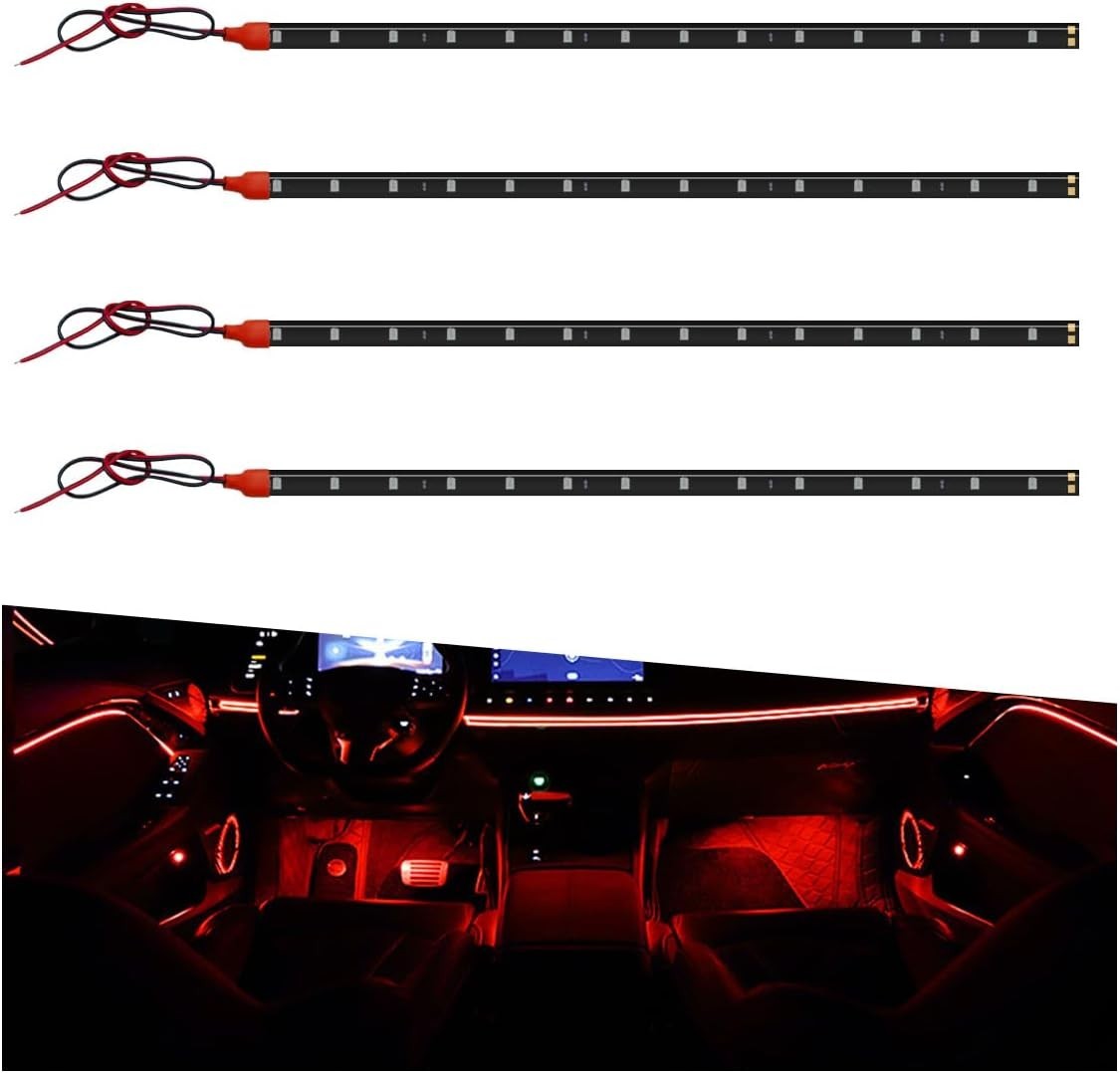 4PCS DC 12V Waterproof Car LED Light Strip, 30CM/1Ft 3528 15SMD Car Underbody…