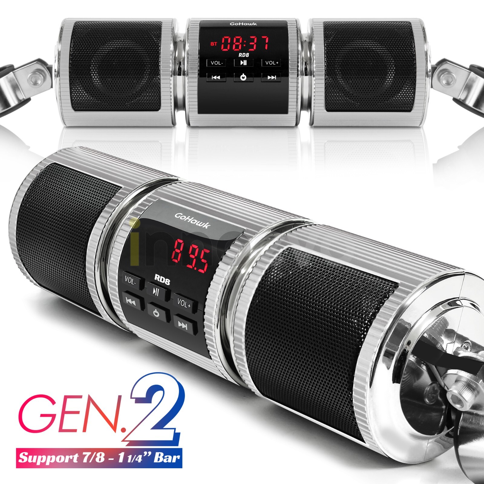 Waterproof Bluetooth Motorcycle Stereo Speaker MP3 Audio System USB AUX Radio BT