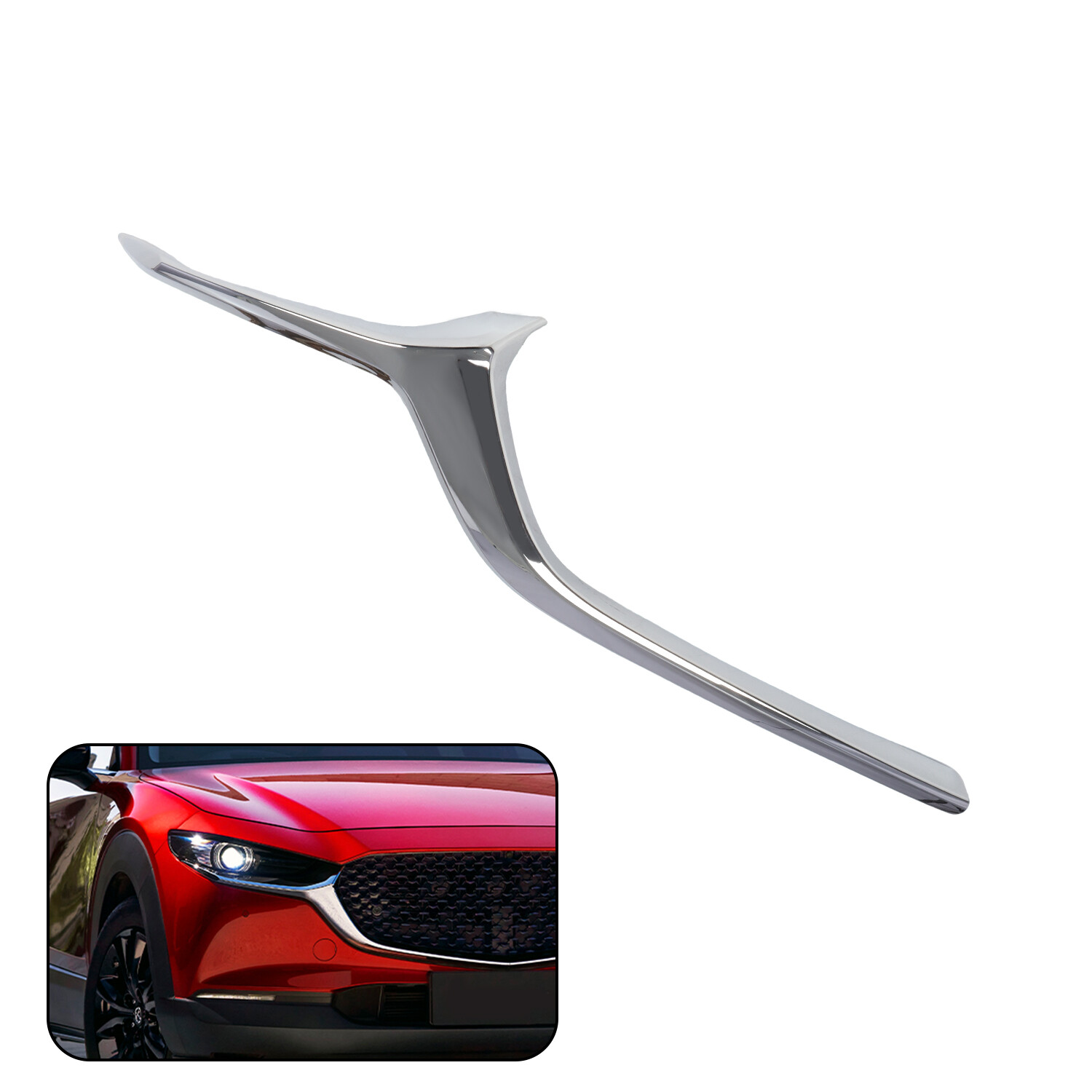 Right Front Bumper Molding Upper Grille Trim Chrome For Mazda CX-30 2020-2023