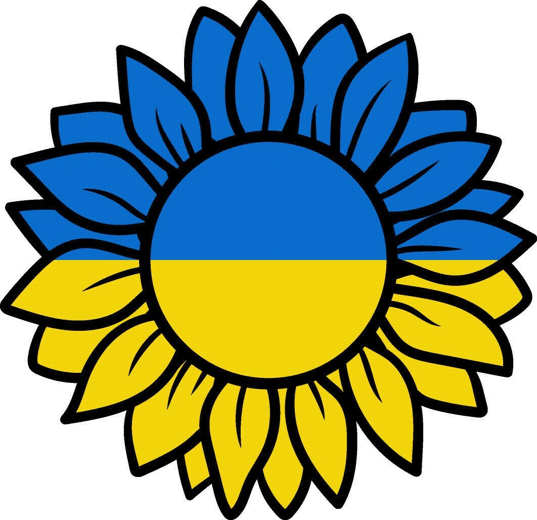 UKRAINE FLAG & SUNFLOWER STICKER UKRAINIAN VINYL WINDOW LAPTOP DECAL