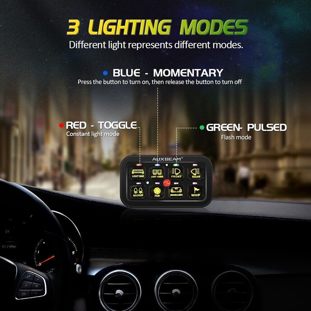 AUXBEAM AR-800 MULTIFUNCTION RGB SWITCH PANEL APP CONTROLLED FOR CAN-AM RZR XP