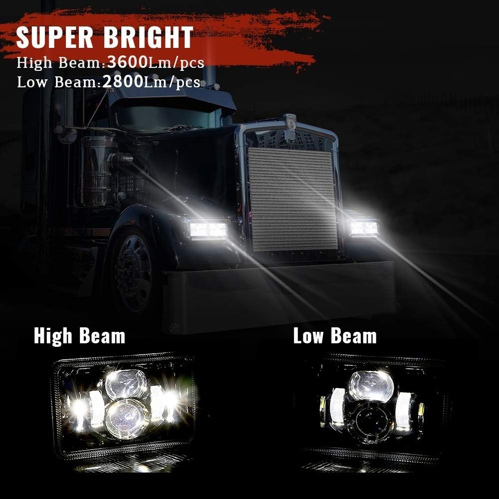 High-Performance 4×6 LED Headlights with Waterproof – 50,000 Hours Lifespan