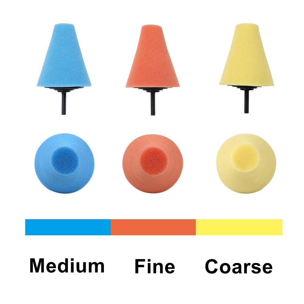 Foam Drill Polishing Cone Ball Pads Kit Car Hub Waxing Buffing Wheel Polisher 4″