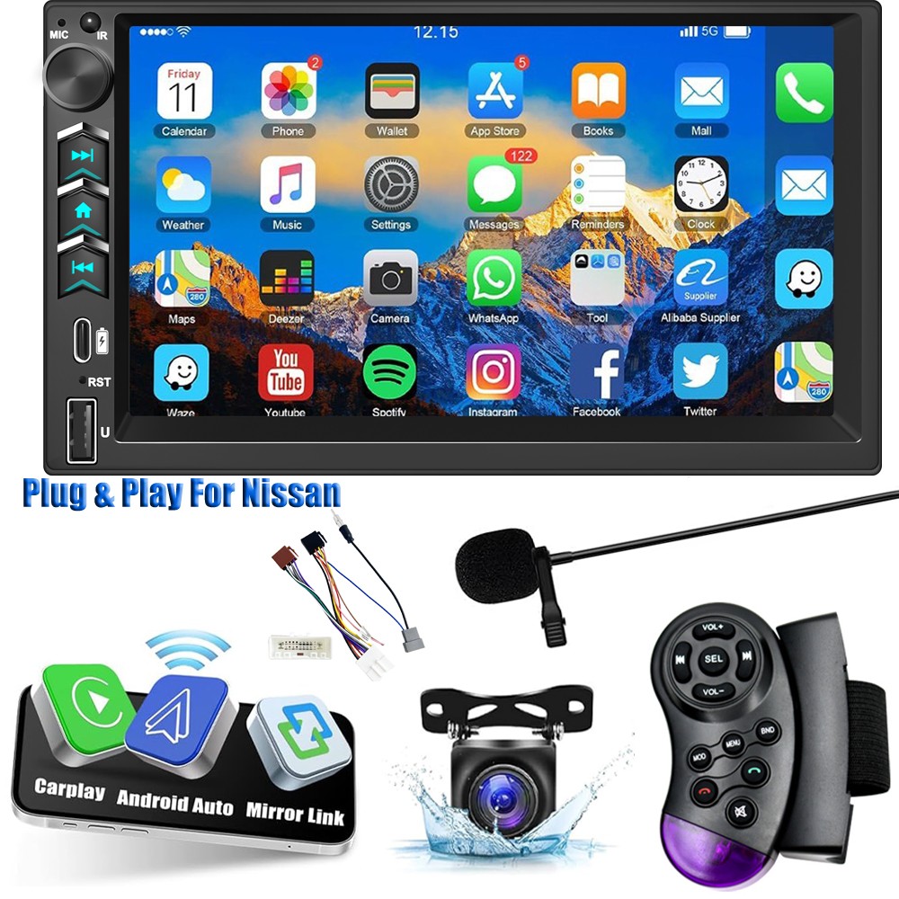 Plug & Play For Nissan Double 2Din Car Stereo Radio MP5 Player CarPlay Navi GPS