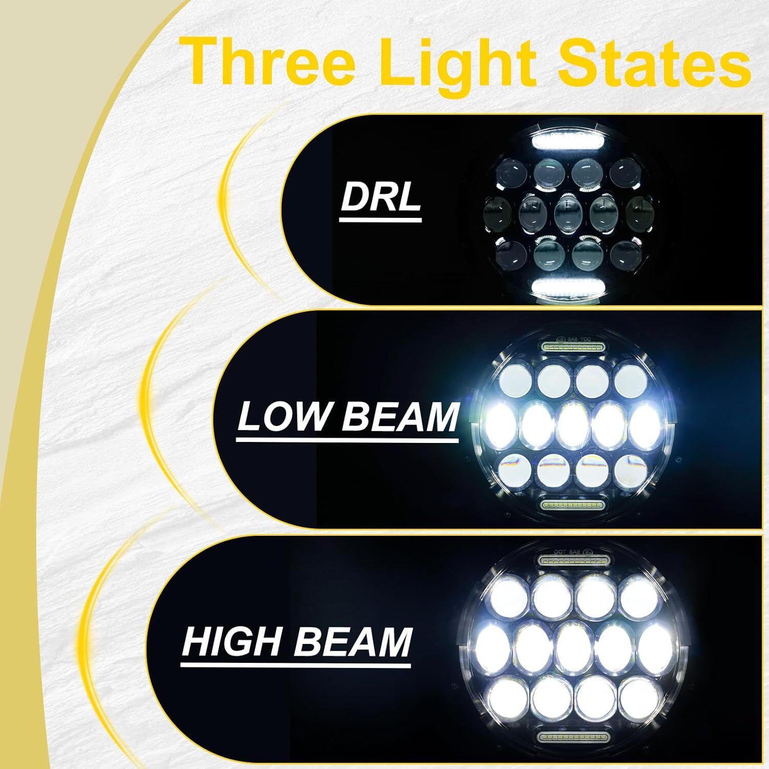 Pair 7″ Inch Round LED Headlights Halo Angle Eyes For Jeep Wrangler JK LJ TJ CJ