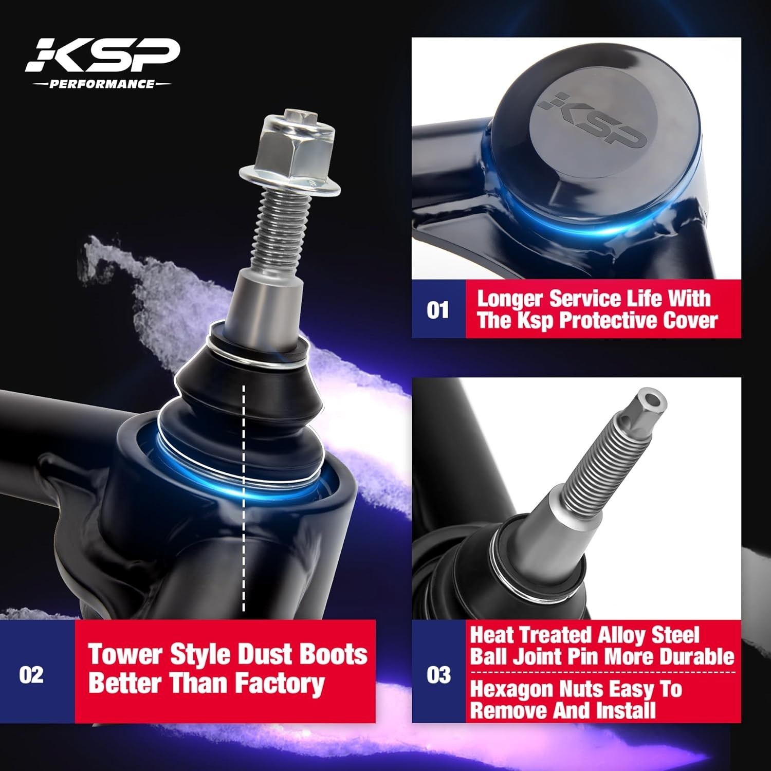 KSP 2-4″ Front Upper Control Arms for 2019-2024 Chevy Silverado GMC Sierra 1500