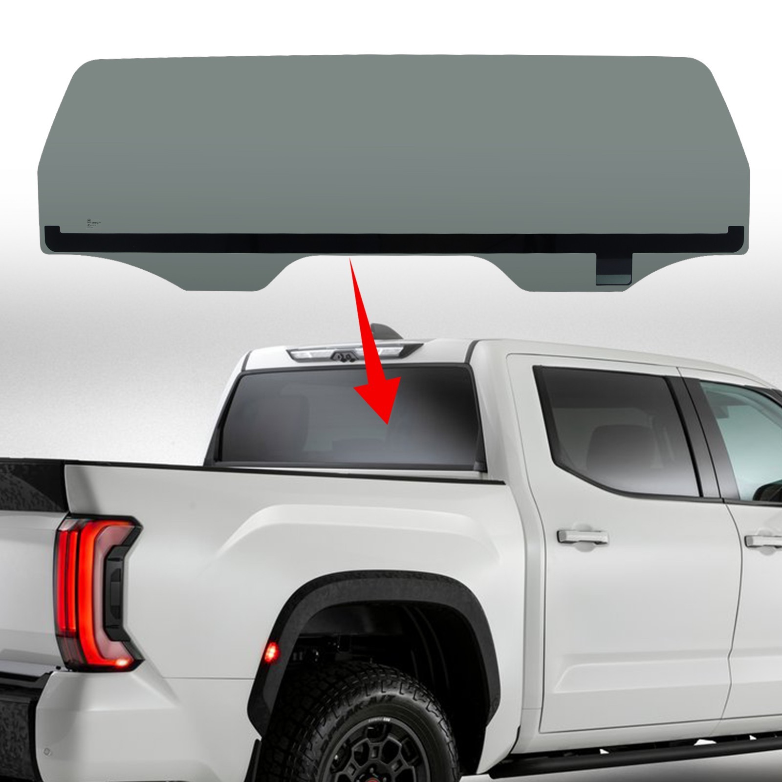 Heated Power Drop Down Rear Back Window Glass For 22-25 Toyota Tundra Crew Cab
