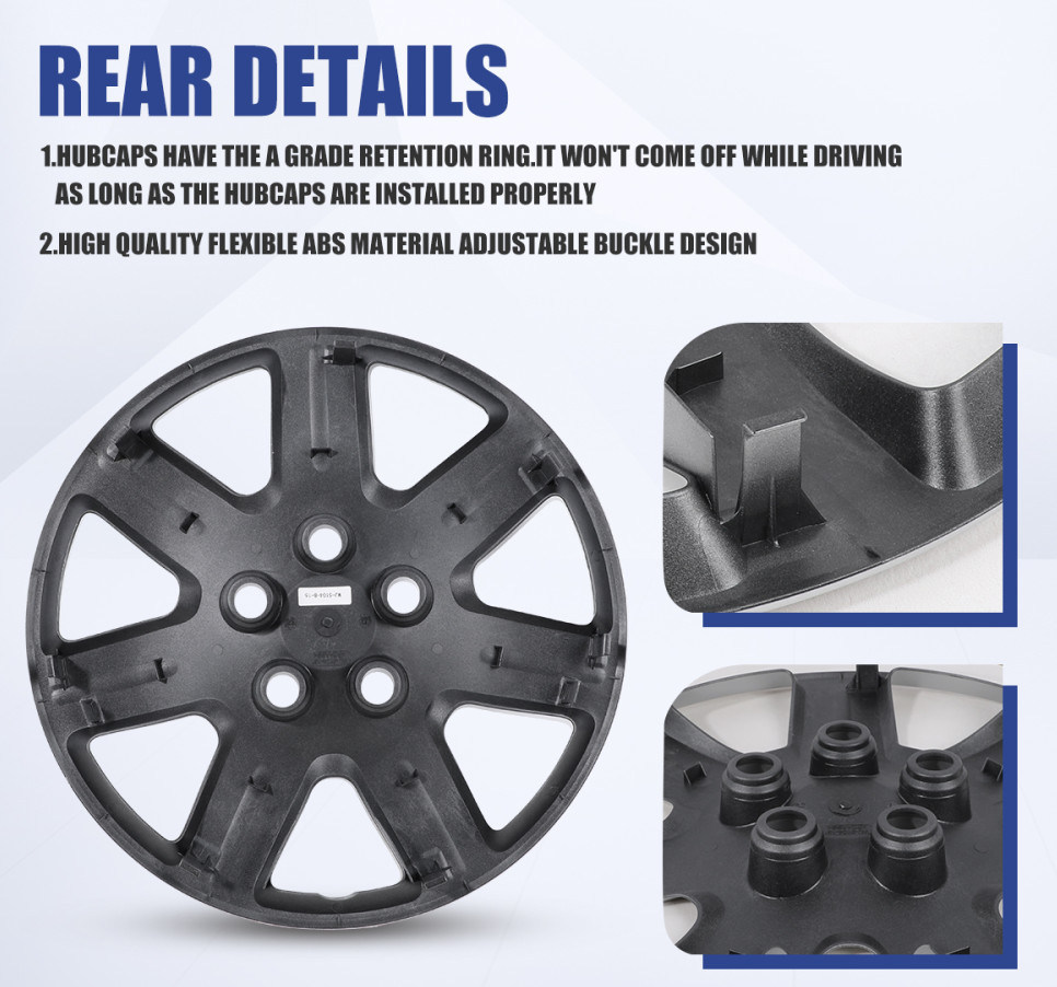 16″ Set of 4 Black Hub Caps Full Rim Wheel Covers for 2006-2011 Honda Civic
