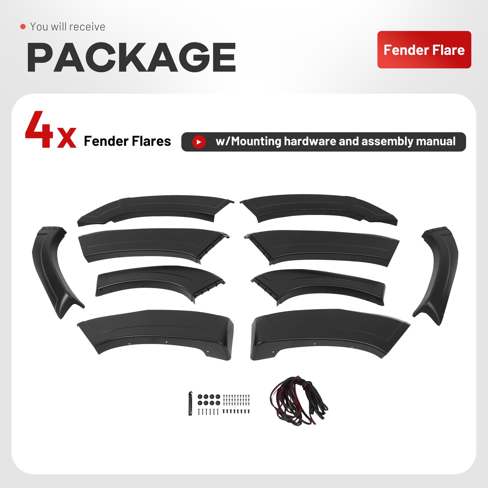 Front Rear Fender Flares Set Textured Black For 2007-2013 Chevrolet Avalanche