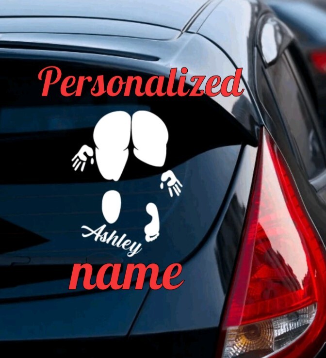 Female Butt Print Customized NAME Funny DieCut Vinyl Window Decal Sticker Car