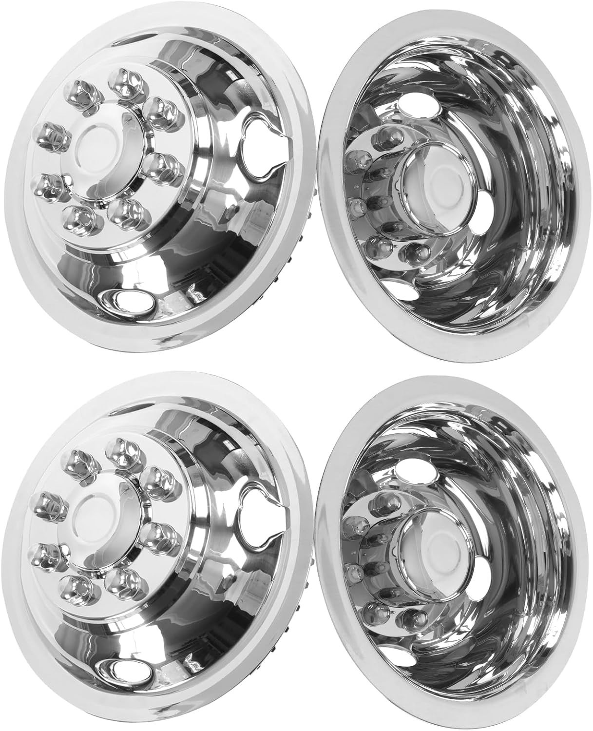 16” Ford E350/E450 2008-2025 Stainless Steel Dual Wheel Simulator Snap on 8 Lug