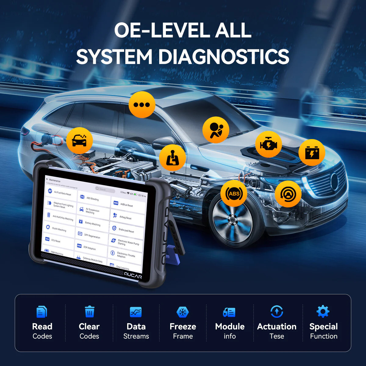 MUCAR 892BT TPMS OBD2 Scanner Diagnostic Tool Bidirectional ECU Coding 35+ Reset