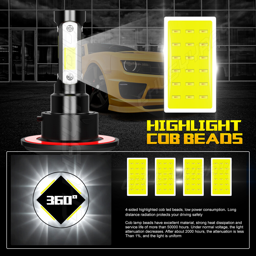 2X H13 9008 Super Bright LED Headlight Bulbs Kit 660000LM 6000K White Hi-Lo Beam