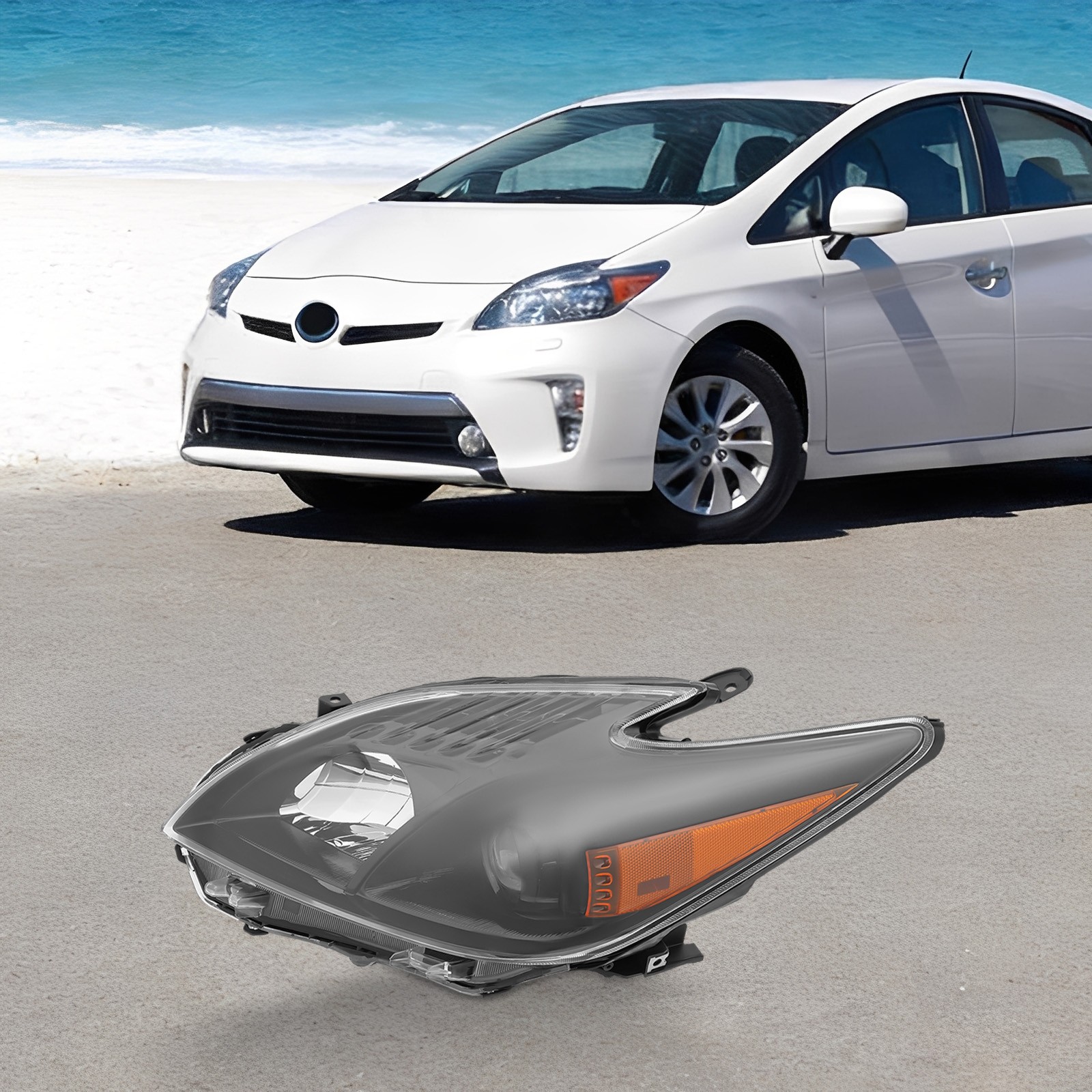 Driver Headlight Assembly For 2010-2011 Toyota Prius Left Side black Lens