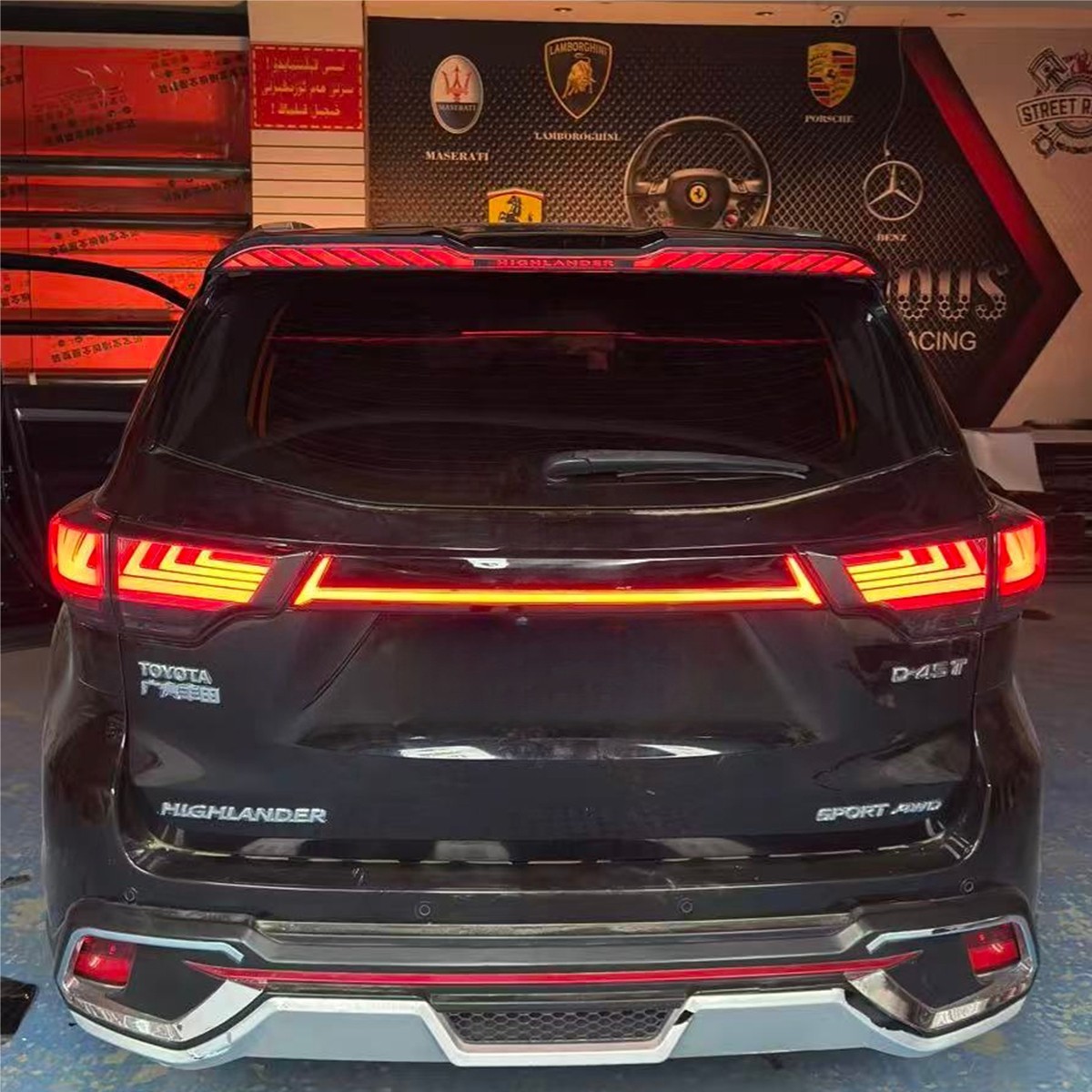 Fit For Highlander 2015-2017 Black Roof Wing Trunk Top Spoiler W/led Light