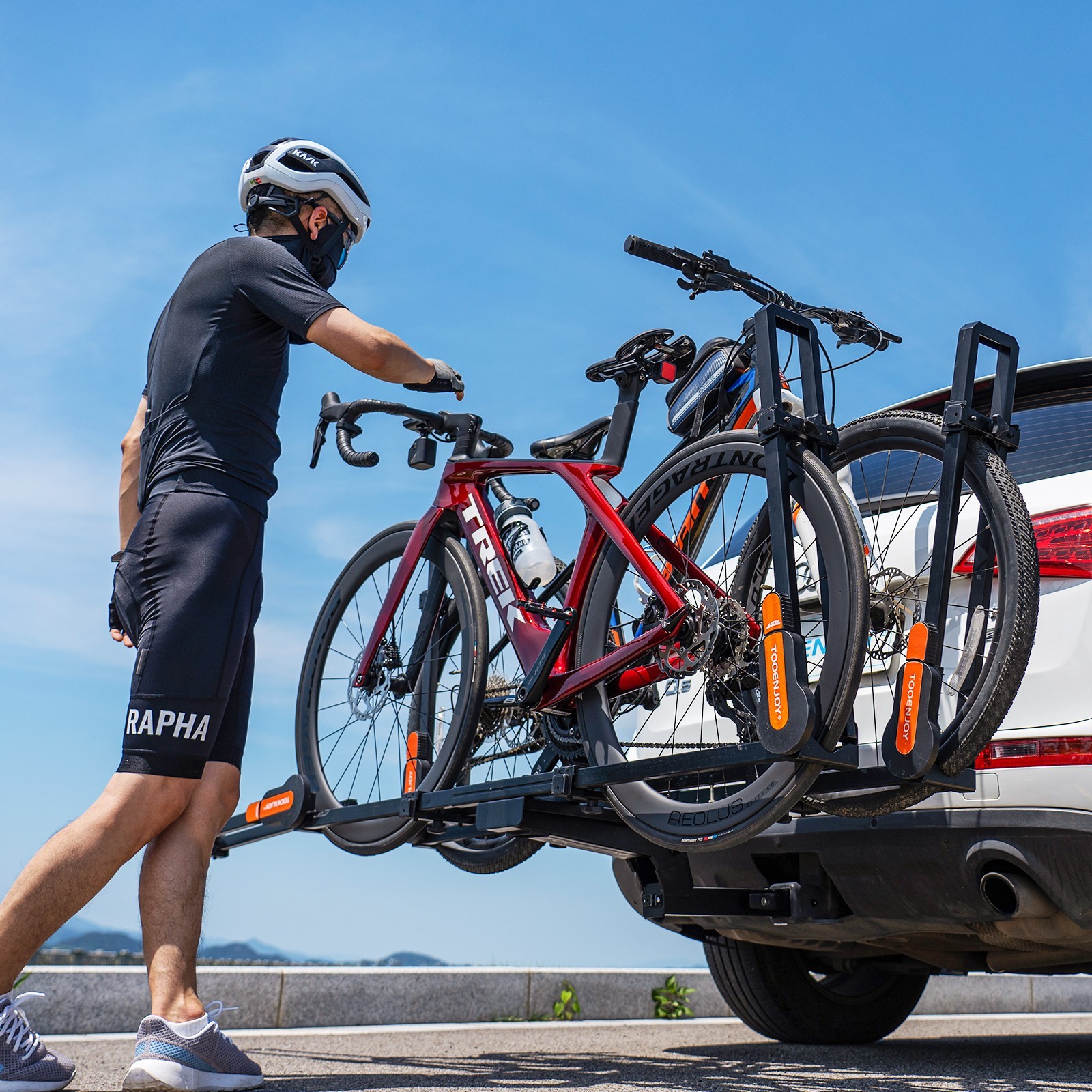TOOENJOY 2PCS Dual Arm Folding Hitch Bike Rack w/ Platform Fit 2″ Hitch Receiver
